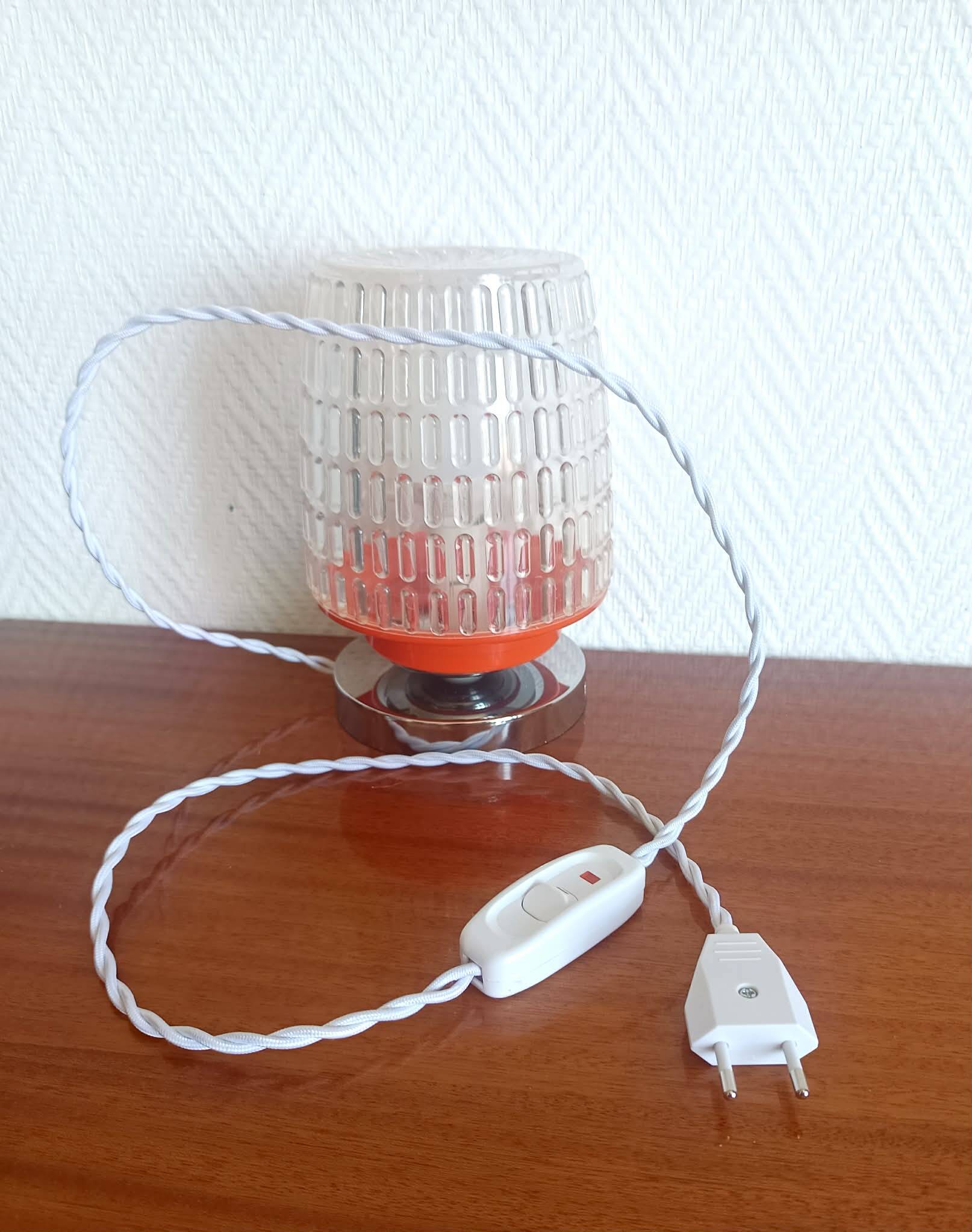 Lampe à poser space age orange et chrome 1970