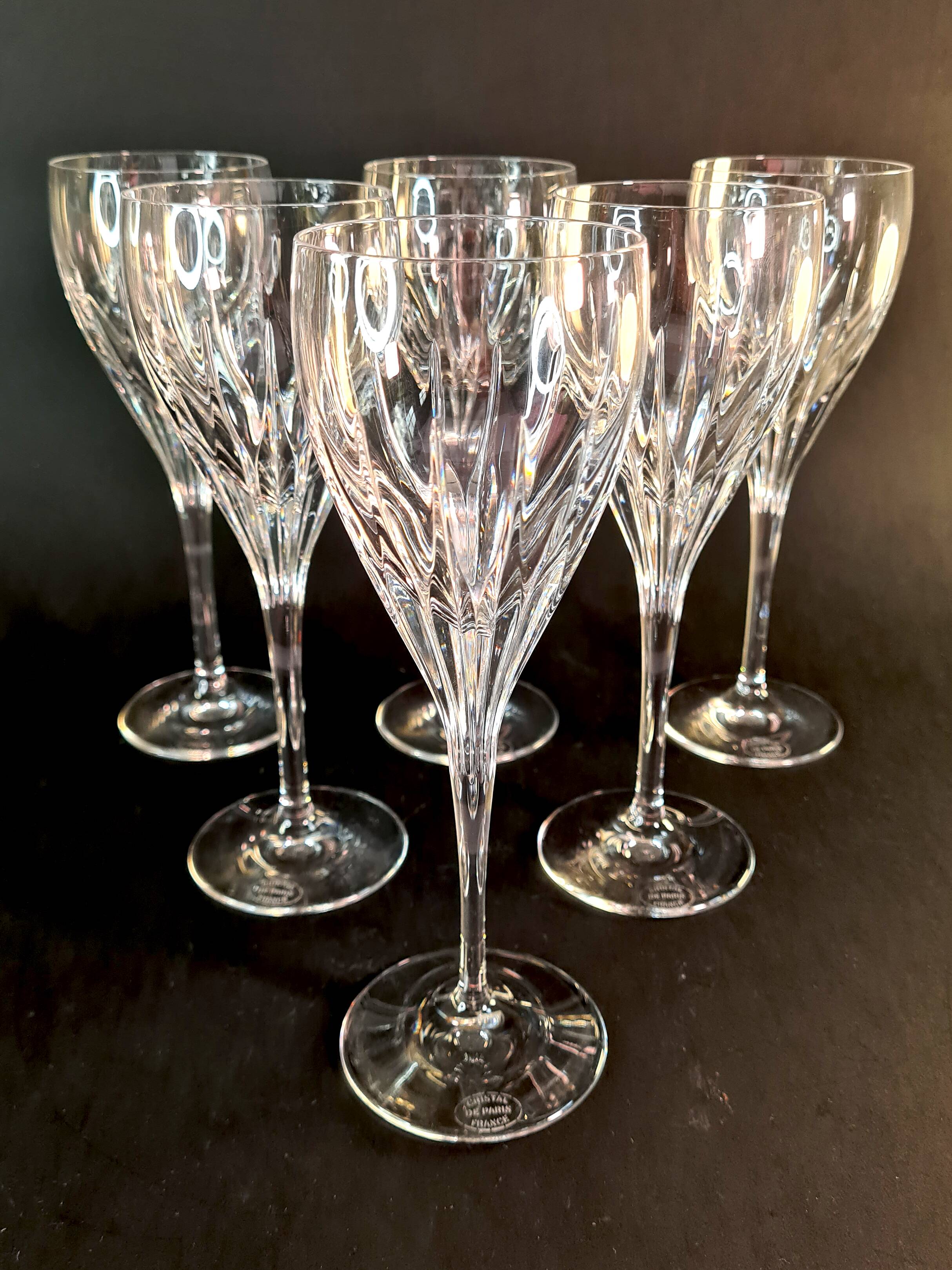 Set of 6 cut crystal glasses – Paris Crystal Works (model similar to Ir)