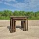 Set 3 nesting tables oak high legs 1970s dark brutalist