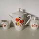 Ceramic coffee or tea service moulin des loups (orchies) flower from the 60s