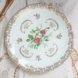 Lot de 4 assiettes plates Limoges FD Chauvigny blanc doré motif Rose