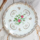 Lot of 4 flat plates Limoges FD Chauvigny golden white rose pattern