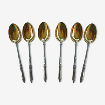 6 spoonfuls of silver and gold metal coffee