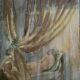 Oil on canvas signed female nude the curtain