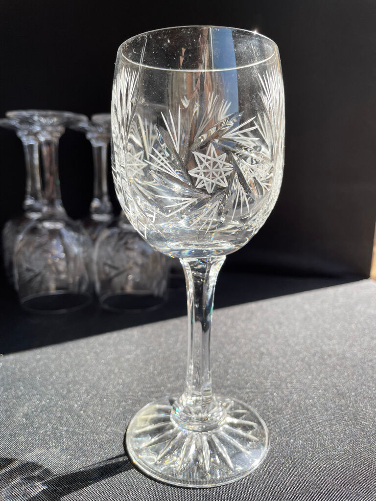 Cristal de Bohème - Verres à eau ou à vin (6) - Moderne milieu de siècle - Cristal taillé main
