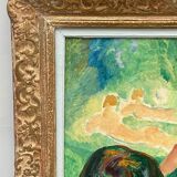 Huile sur toile par Emile Compard portrait de femmes et composition