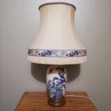 Ceramic lamp with Asian decoration with matching lampshade.