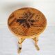 Tabouret en marqueterie de rotin 1960