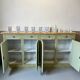 Buffet ancien patiné vert – 4 portes & 4 tiroirs – Plateau bois