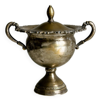 Antique silver-plated sugar bowl with handles