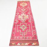3x10 Pink & Red Tribal Vintage Runner Rug, 80x306Cm