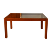 Table basse en bois et verre fumé, 1970