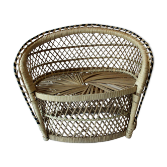 Rattan plant stand, vintage from the 1980s