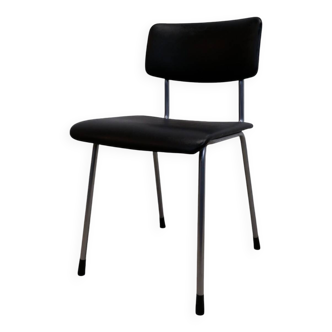 Gispen tubular chair 1231 black skai, 1960s