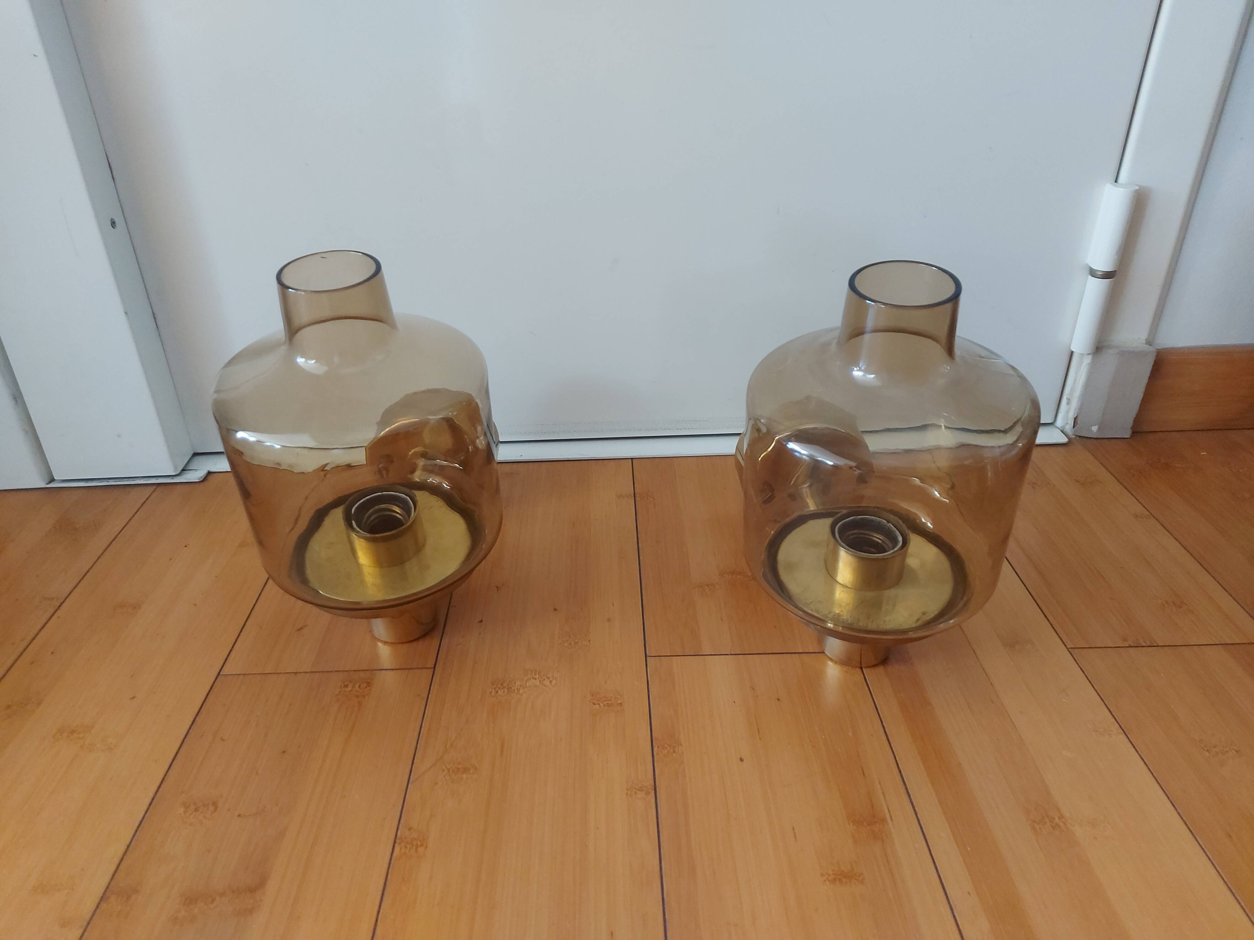 Pair of 60'S brass wall lamps, Hans Agne Jakobsson, model V212A