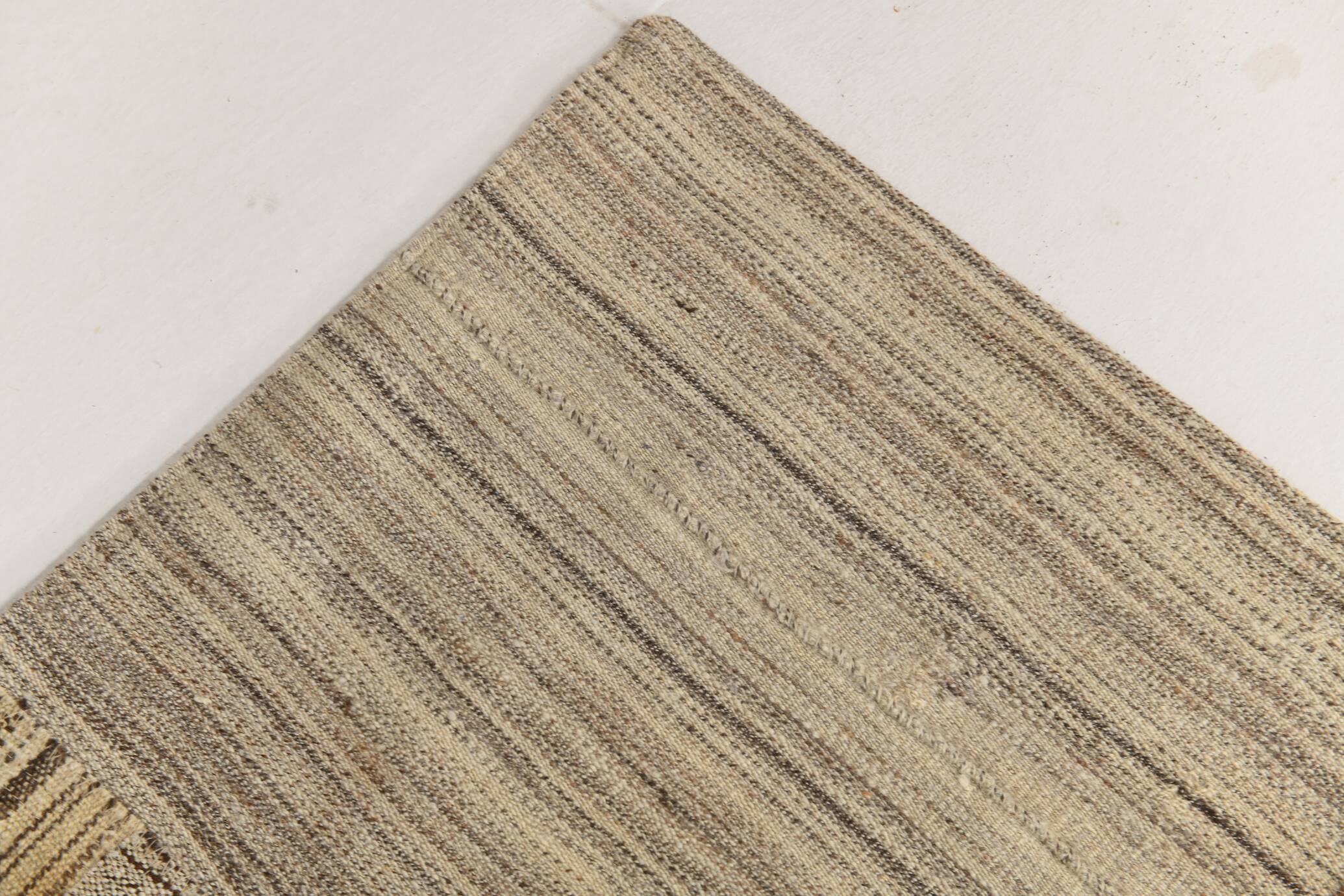 5x8 Cream & Beige Mid Century Modern Kilim Rug, 167x234Cm