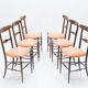 Rare Set of 6 chairs Campanino Chiavari walnut by Fratelli Levaggi 1950