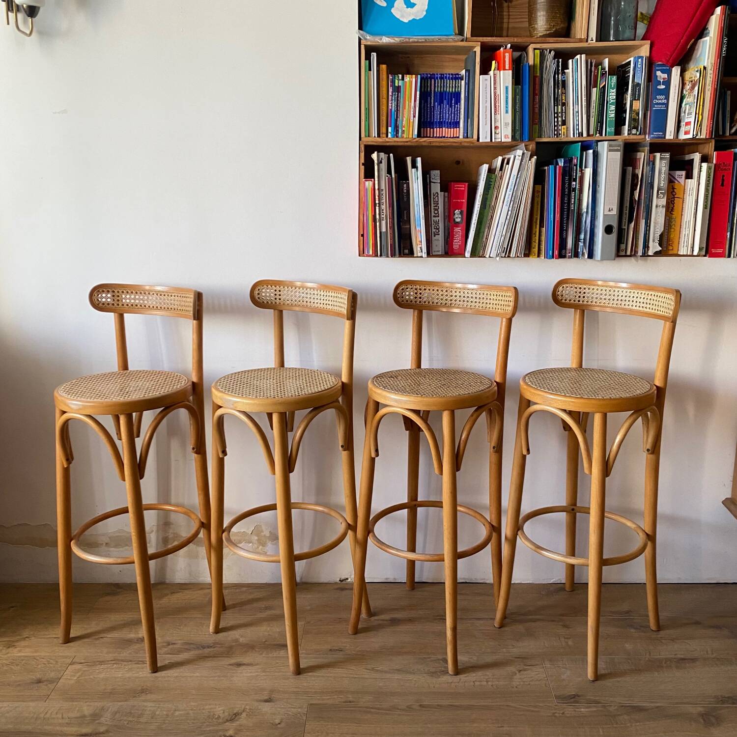 Canework and bentwood bar stools