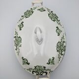 vegetable serving dish tureen earthenware English floral green decoration