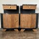 Paire de chevets Art Deco noir et bois