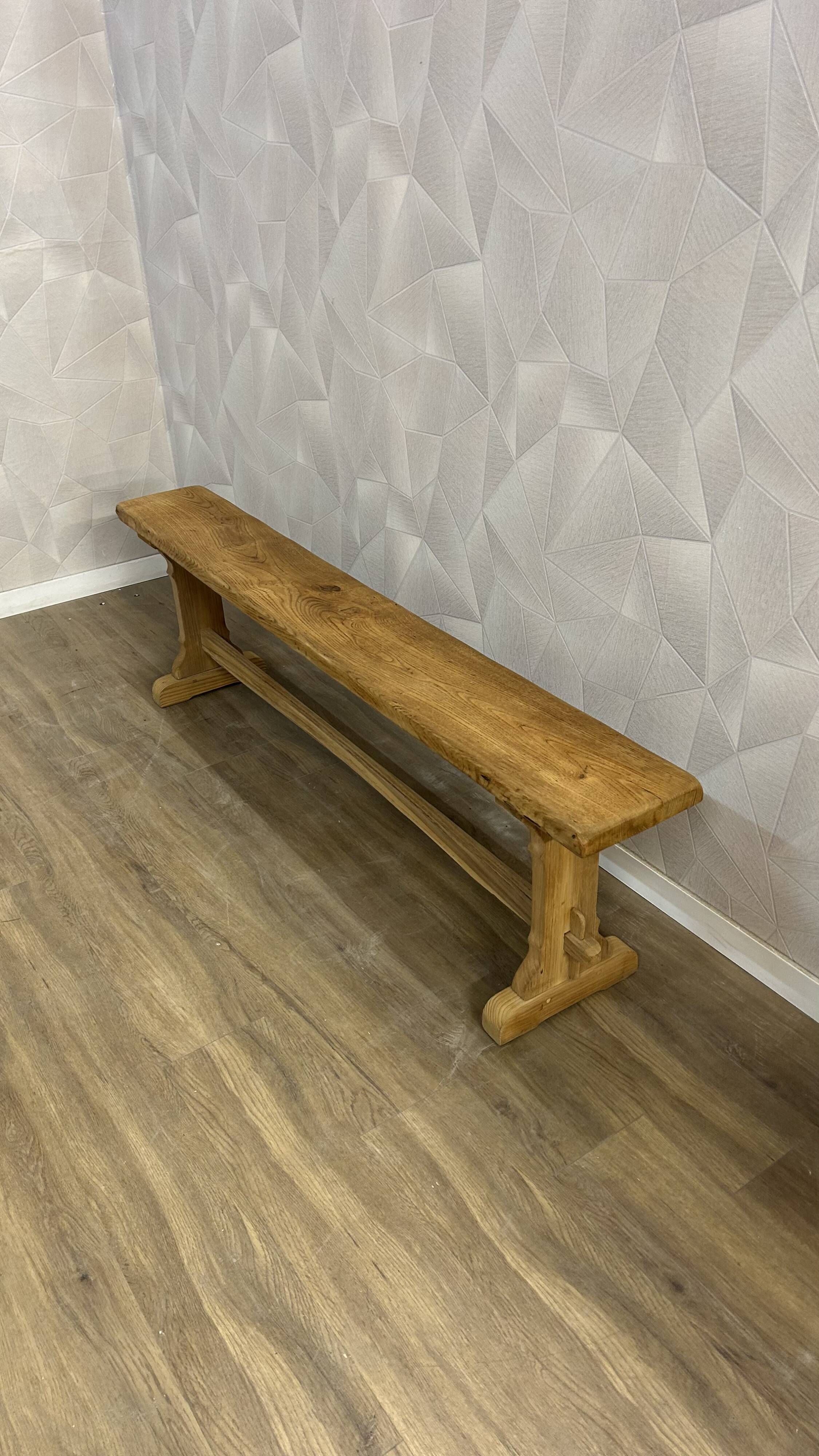 Solid oak bench stripped and revarnished