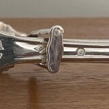 Silver asparagus tongs with Minerva hallmark, 19th century