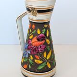 Vintage Henri Bequet Quaregnon hand painted ceramic vase (Belgium pottery 1960)