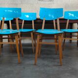 Set of 6 blue chairs TON (Thonet)