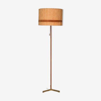 Lampadaire en bois et paille, 1960