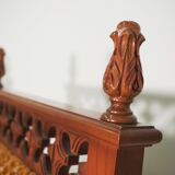 Velvet and carved wood chairs, 70s. Game of 2