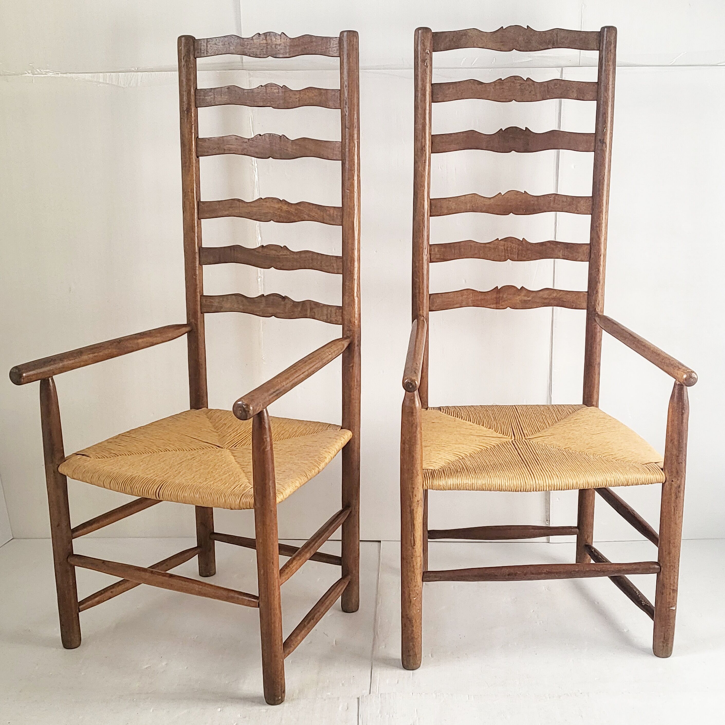 Pair of straw armchairs early twentieth vintage