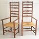 Pair of straw armchairs early twentieth vintage
