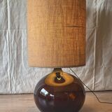 Large blown glass and jute table lamp, 1970