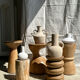 Artisanal terracotta vase painted white with double handles H:16 D:20
