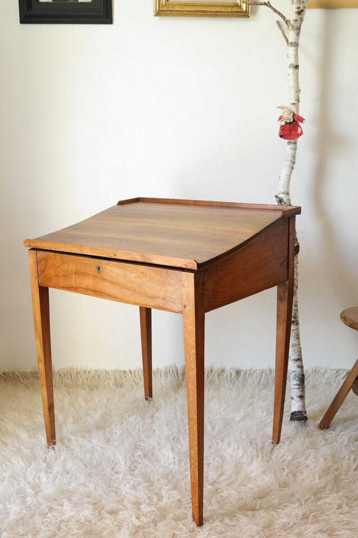 Old schoolboy walnut desk