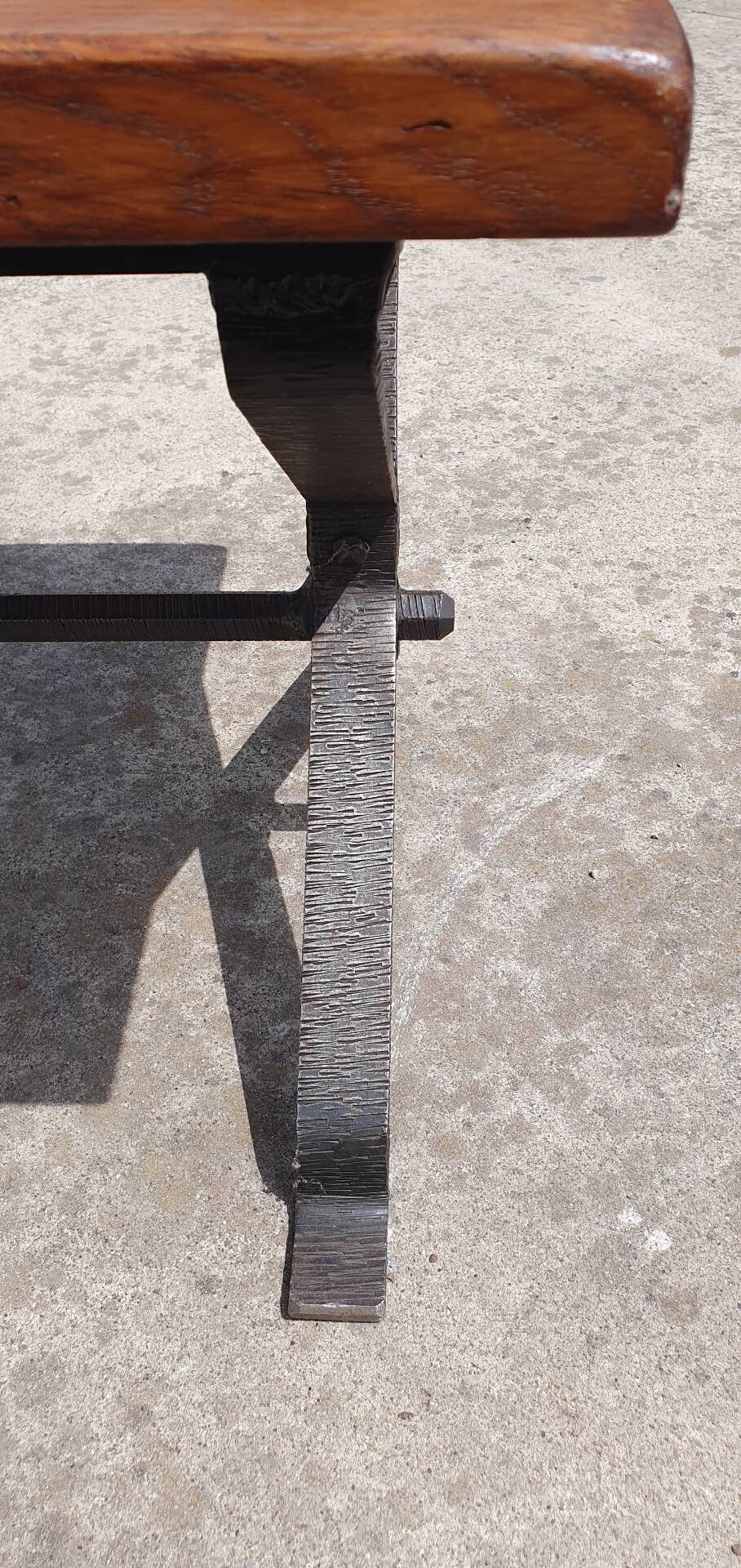 1970s Coffee table oak wrought iron 115 cm