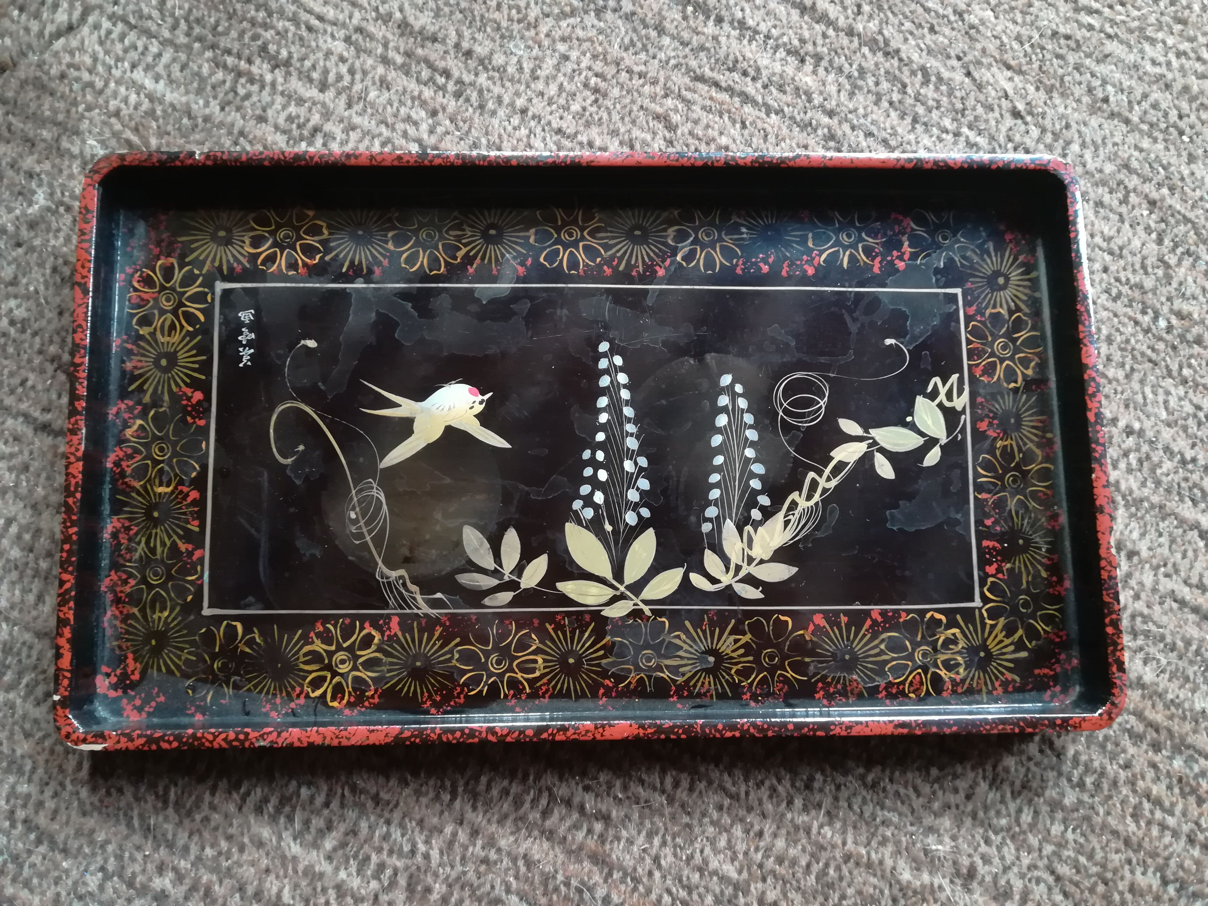 Lacquered wooden tray