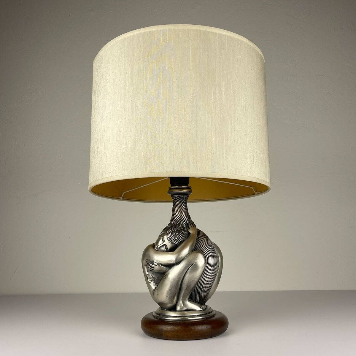 Vintage silver table lamp man and woman by Ottaviani, Italy, 1970s.