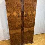 Art deco vintage brocante bachelor wardrobe burr walnut 1920-1930