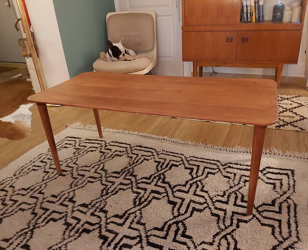 1960s solid teak coffee table