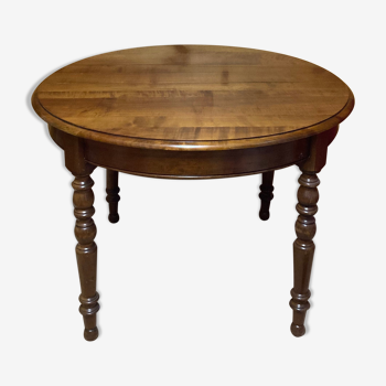 Louis Philippe empire-style round table in solid cherry wood