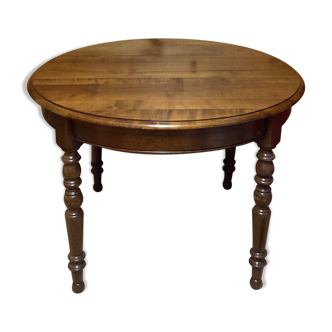 Louis Philippe empire-style round table in solid cherry wood