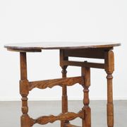 Round, folding antique 18th-century French wine/country table
