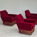 1970s, Danish armchair by Ryesberg Møbler, original condition, velour fabric.