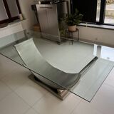 Table chromée Belgo en acier brossé