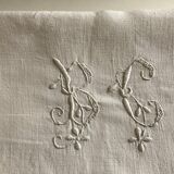 Spring cloth in linen canvas embroidered with daisies 1950