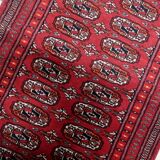 Handmade vintage Uzbek Bukhara rug 86cm x 125cm, 1960s