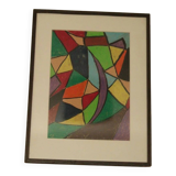 Swedish Mixed Media/Oil Pastel on Panel –“Ritad 66” by Ann Wazzgren