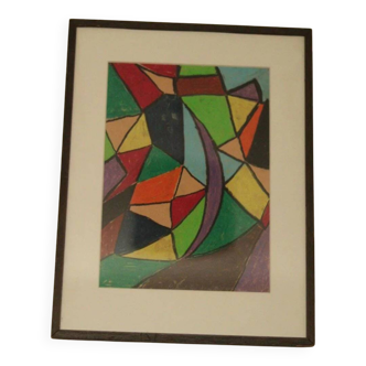 Swedish Mixed Media/Oil Pastel on Panel –“Ritad 66” by Ann Wazzgren