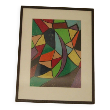 Swedish Mixed Media/Oil Pastel on Panel –“Ritad 66” by Ann Wazzgren